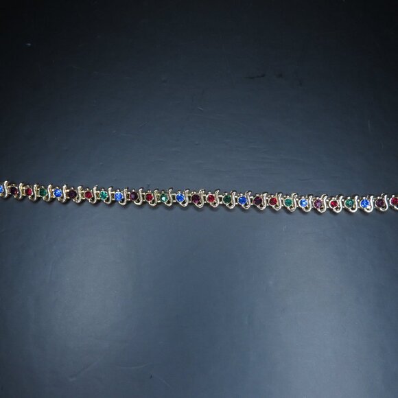Multicolor Stones on a Gold Tone Bracelet - Picture 12 of 12